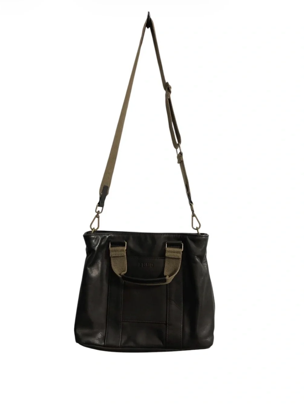 FEED Black Genuine Leather Work Bag Crossbody